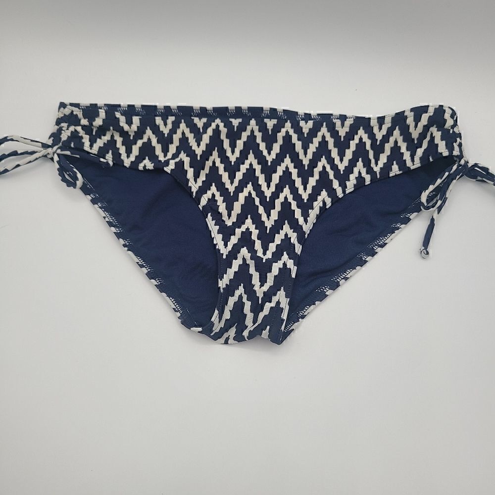 Navy Blue and White Striped Bikini Bottoms